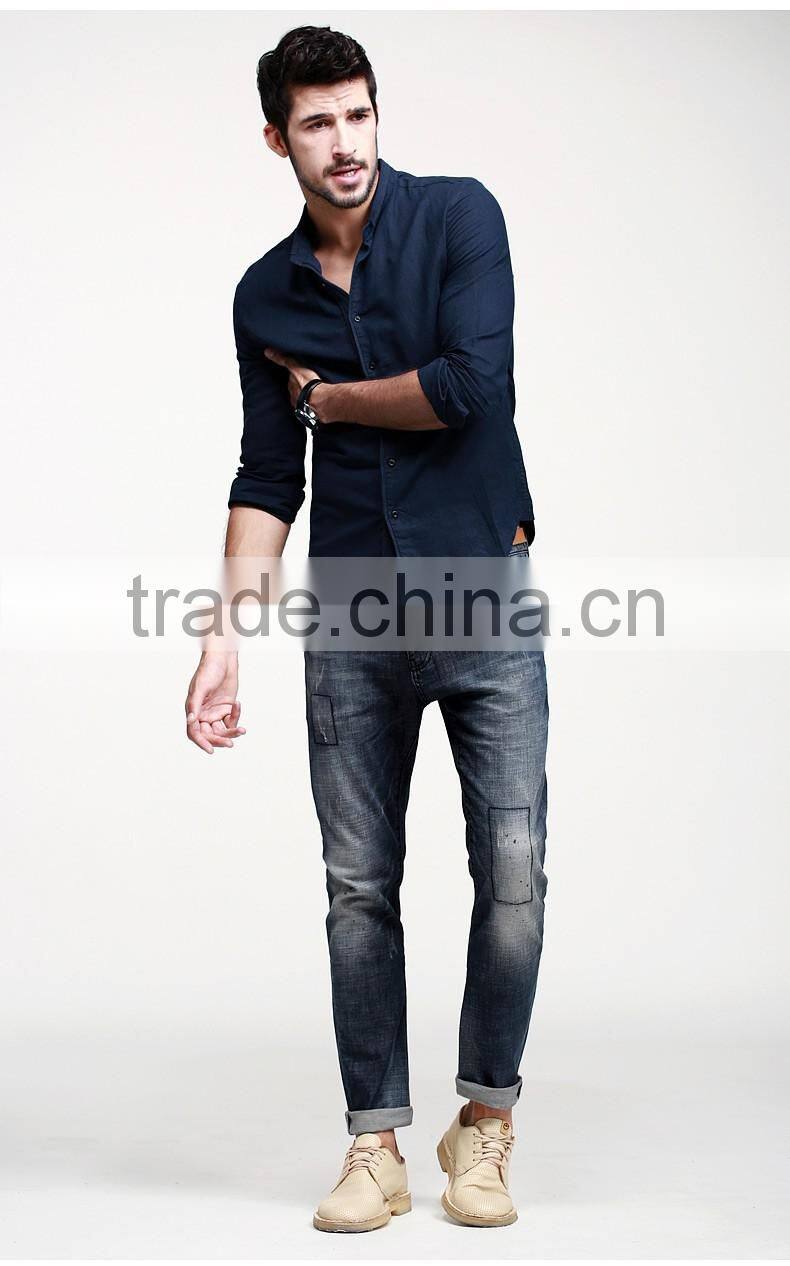 2015 Pure color autumn man united buiness men shirt