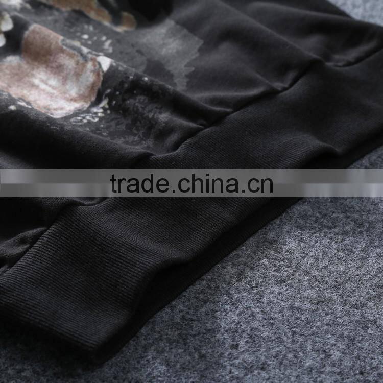 2015 Animal printing plain cotton crew long sleeve t shirt