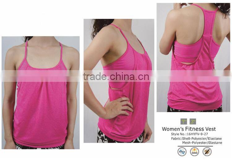 Slim Fitting Fitness wear tank top Ladies Gym Singlets/women yoga Vest