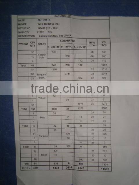 LADIES BANDEAU TOP (Garment Stock lots / Apparel Stock / stocklots / Garment Apparel from Bangladesh)