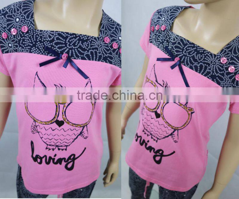 Wholesale Kids Summer Pajama 2 Pcs Set Short Sleeve Pajama Girls Set