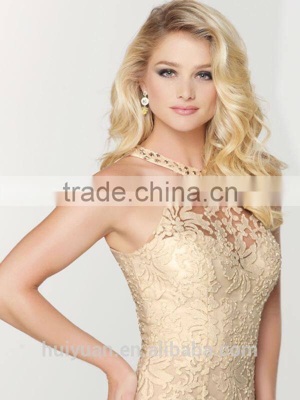 New Fashion Halter Lace Knee Length Sexy Evening Dress