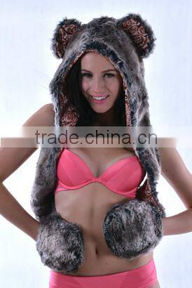 wholesale folding funny christmas unisex adult animal winter hat and gloves