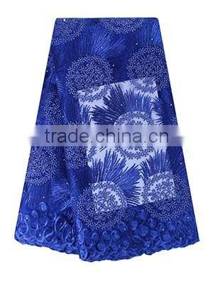 New design hot selling French Net Lace fancy beautiful embroidered dress french lace with stones FL0243