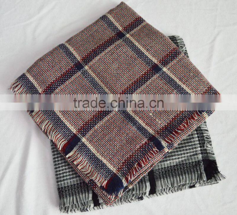 New arrival square wholesale factory europe lady plaid checked pashmina shawl 100%acrylic