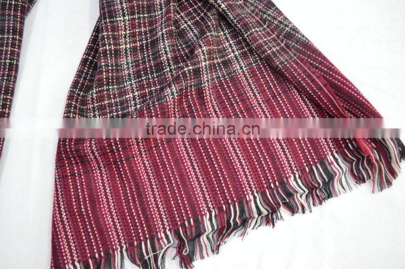 2017 winter the large high quality lady soft 100%viscose plaid shawl