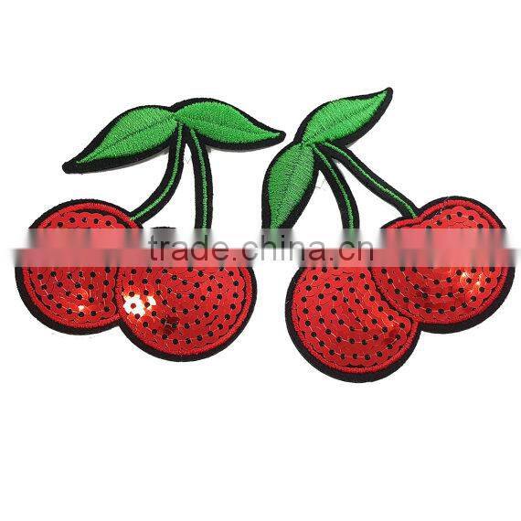 2017fruit Professional wholesale strawberry sequin applique patch embroidery