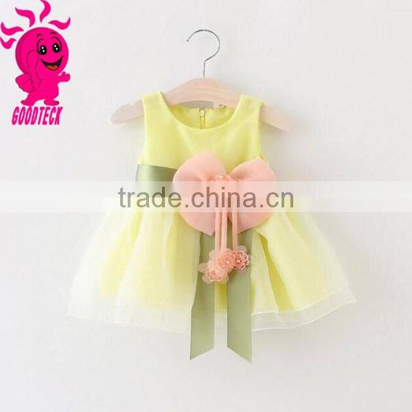 2016 new wholesaler baby princess christmas dresses girls skirt set with bowknot