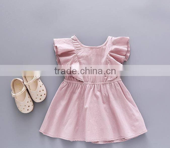 Soft Fashion Baby Cotton Frocks Designs Baby Stripe Sleeveless Dress With Two Pockets Girls Party Wear Dresses