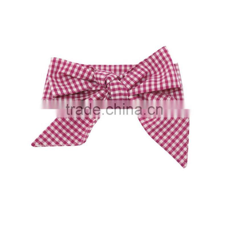 Fashion Red Plaid Hair Accessories Baby Cotton Hair Bow Headband