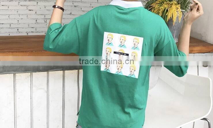 Printed 2017 easing back polo collar short sleeve T-shirt