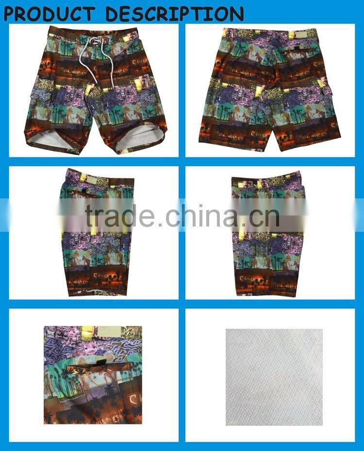 Wholesale Jacquard Fabric Beach Shorts, 4 Way Stretch Boardshorts Custom
