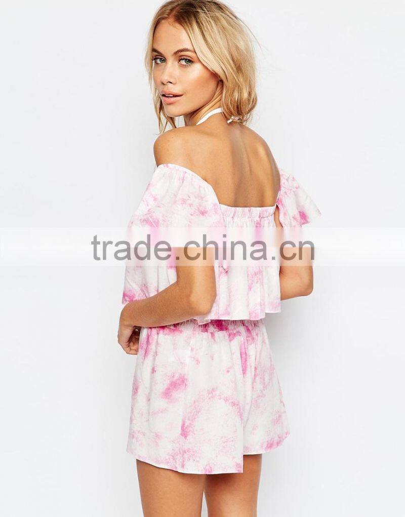 Hot off shoulder design print beach wear women sexy beach wear
