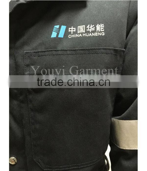 Flame retardant quilted warm winter safety workwear coverall with detachable insulation