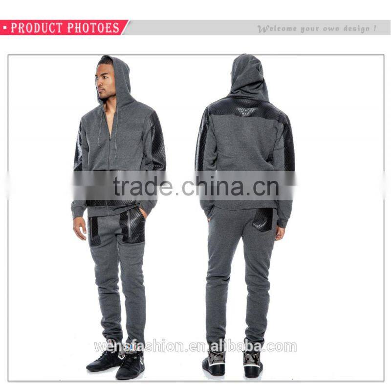 Fashion casual custom slim fit wholesale men cheap polyester tracksuit