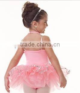Professional pink ballet- floral outfits kid cute ruffle skirt- new year show