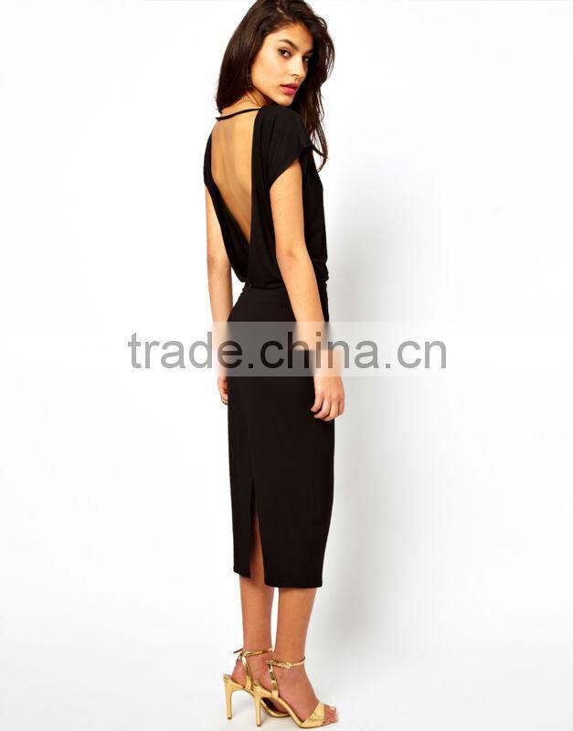 Midi Dress With Deep V Back