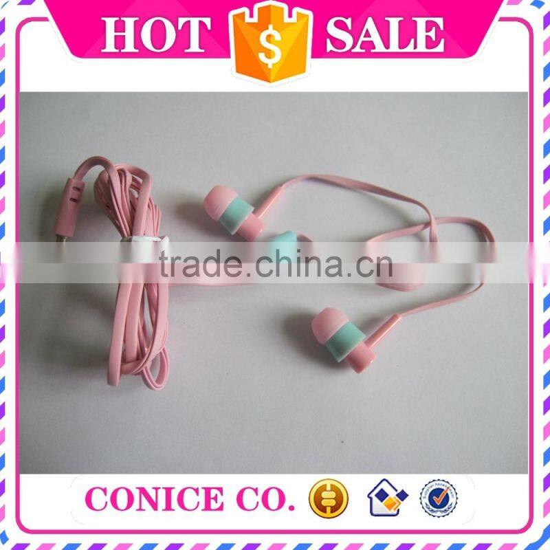 2015 hottest sale waterproof pink silicone plastic plug in ear earbuds magic stereo HIFI handsfree wired earphones with mic