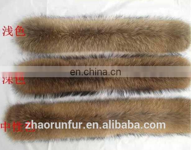 Real raccoon fur collar for garment wholesaler raccoon fur trim/piping