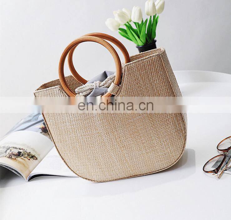 Straw bag leisure crossbody bag ring metal tote bag wholesale