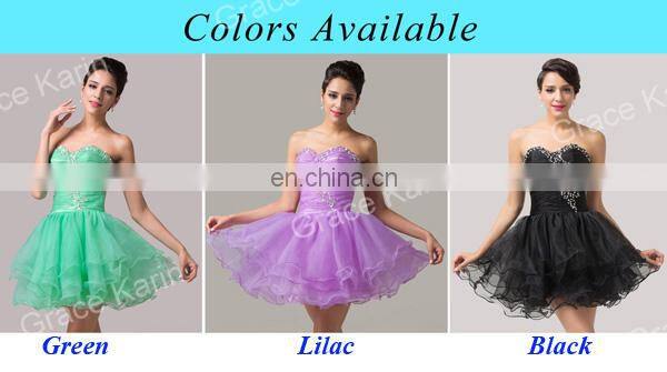 Grace Karin Strapless Watermelon Red Beaded Cocktail Dresses Short CL6077-1