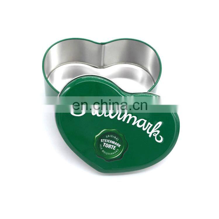 Small cute metal tin box for chocolate candy with embossed logo