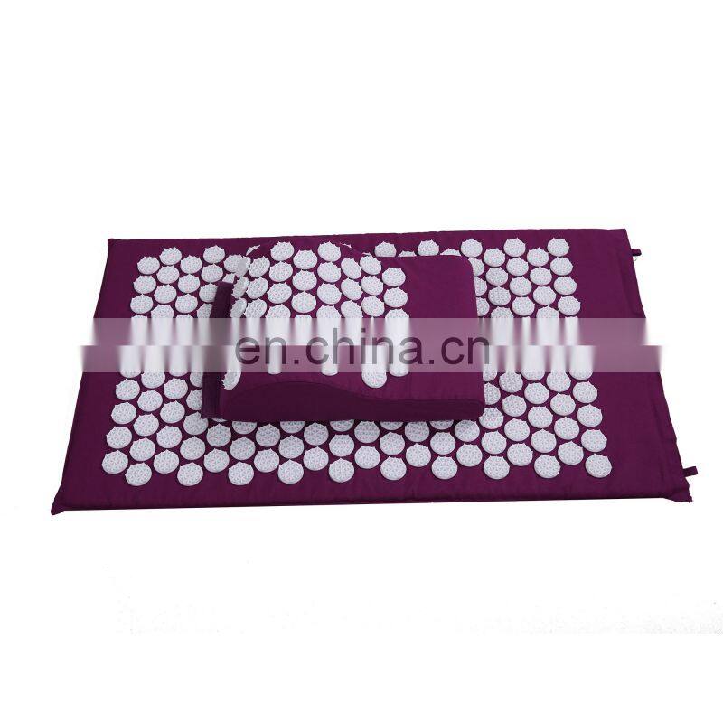 High Quality Natural Linen Sponge Filler Plastic Spike Cheap Acupressure Mat and Pillow set