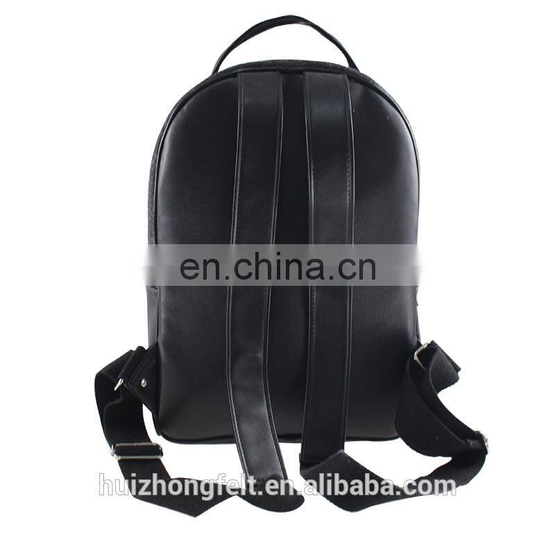 Custom fashion laptop felt backpack with leather shoulder strap
