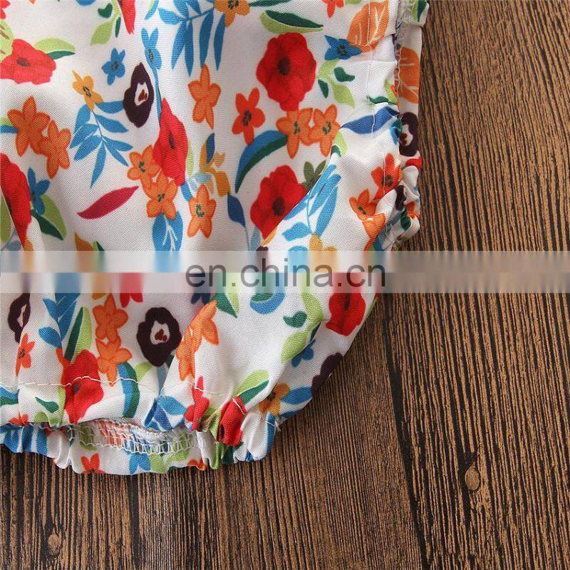 Fashion Baby Sets Lace Yellow Slip Tops And Floral Pants Summer Baby Girl Boutique Outfits