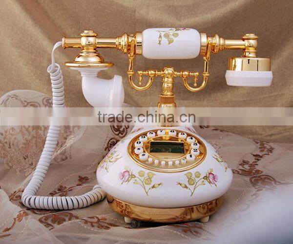 basic corded antique brass telephone