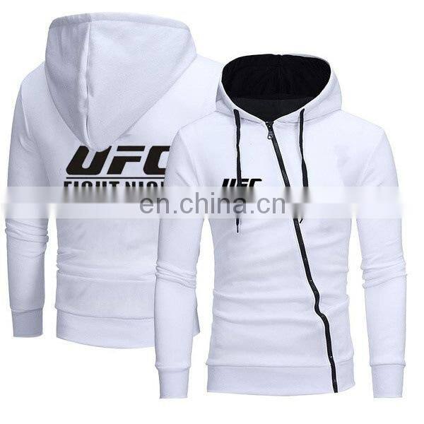 S-5XL 100%polyester Spring and autumn new men's printed UFC long sleeve hooded casual sports zipper sweater coat
