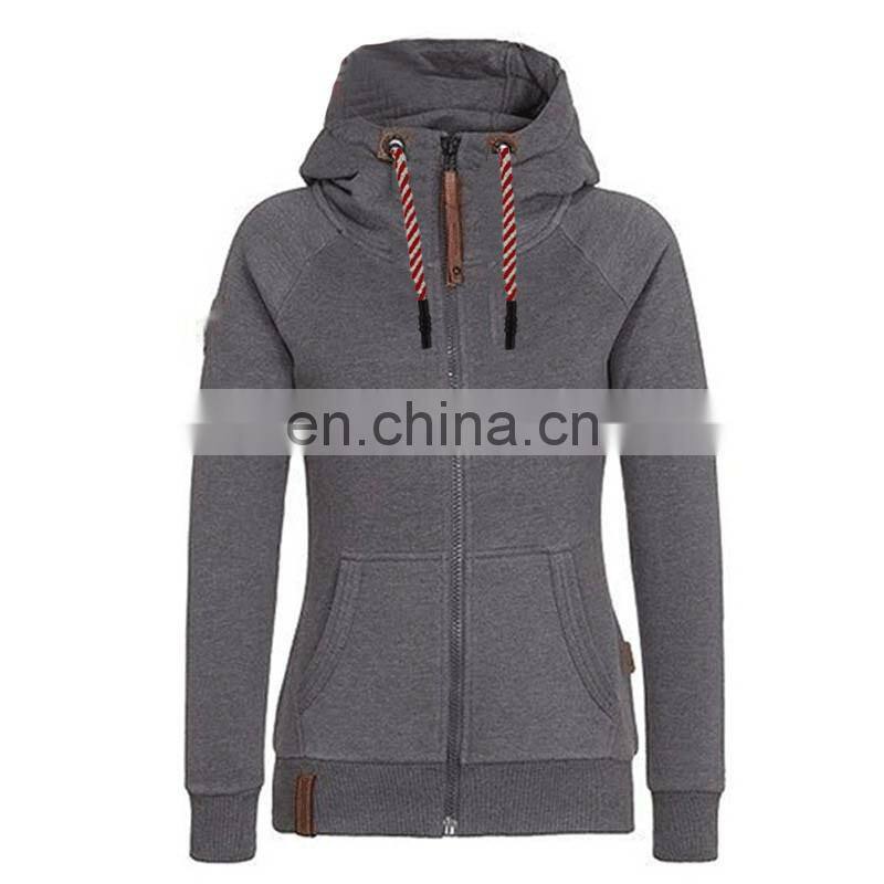 Wholesale custom women's spring and autumn long sleeve zipper cardigan jacket plus size casual hooded jacket large clothes