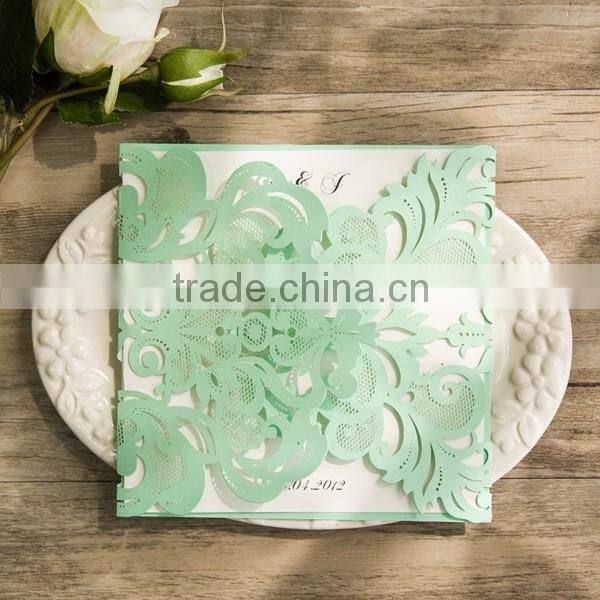 Wholesale Fancy Gold Laser Cut Wedding Anniversary Card to Print