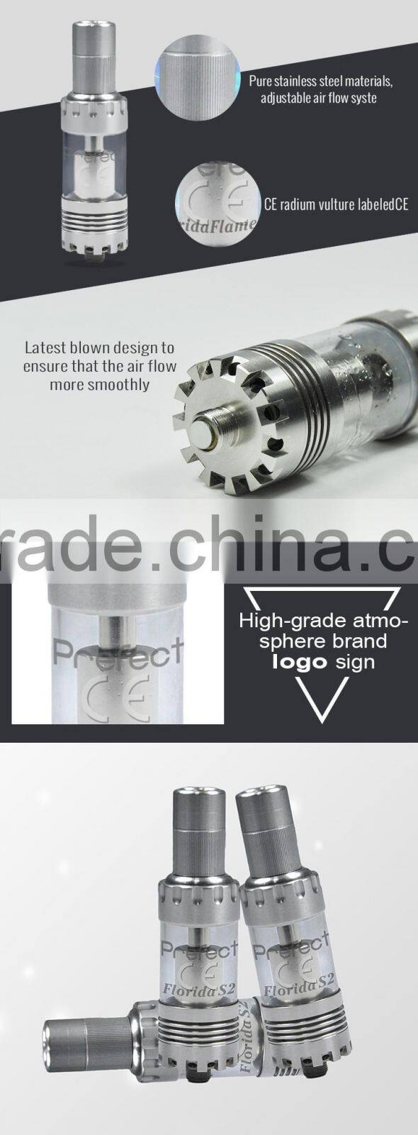 2015 hot selling PREFECT Florida S2 tank rba atomizer with OCC coils 0.5 ohm 1.2ohm vaporizer wholesale