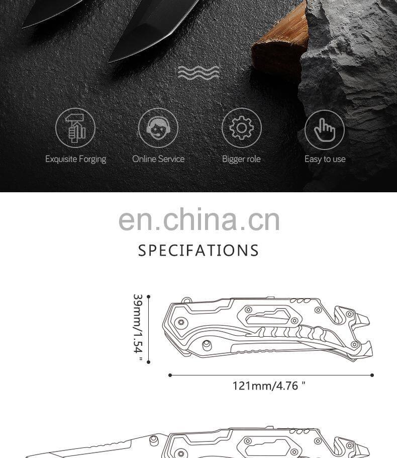 New Outdoor Survival Folding Knife Camping Self-defense Knife With Belt Clamp Grindstone Window Breaker Multi-functional Tool