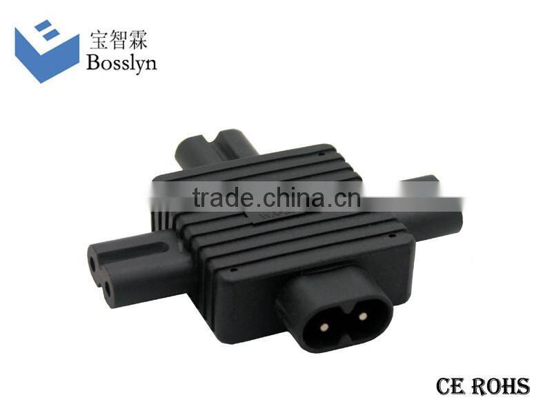 Well-known IEC 320 C8 to 3XC7 AC power adapter 3 in 1 C8 C7 AC power adapter