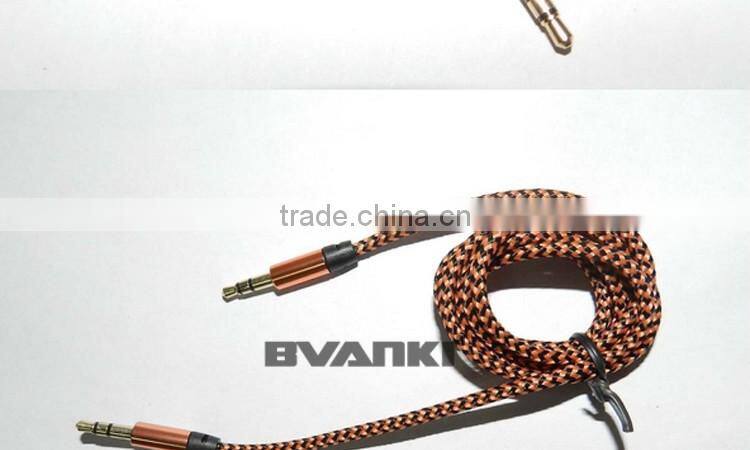 2016 best selling products Braided 3.5mm to 3.5mm aux cable optical audio cable for car stereo mobile phone free samples