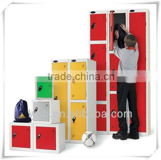 Colorful clothes locker with hanging rods
