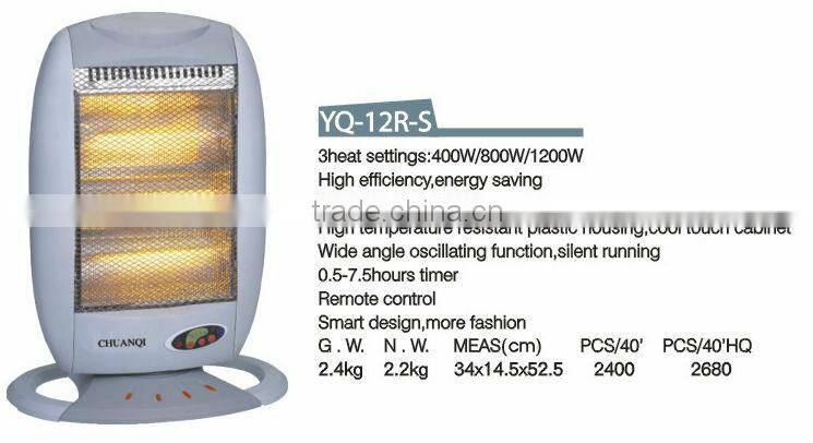 3heating 1200W CE/GS/ROHS safety tip over swtich wide angle oscillating function electric heater halogen heater for home