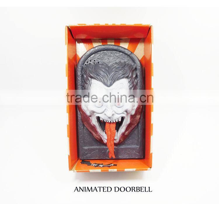 Halloween Decorative Vampire Animated Door Bell Electronic with Terrorist Sound Flashing Tongue Spit Out