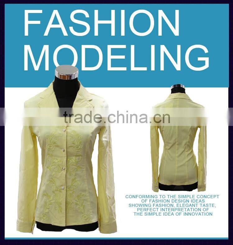 2016 ladies' plain t-shirts OEM service lapel collar casual suit design custom shirts