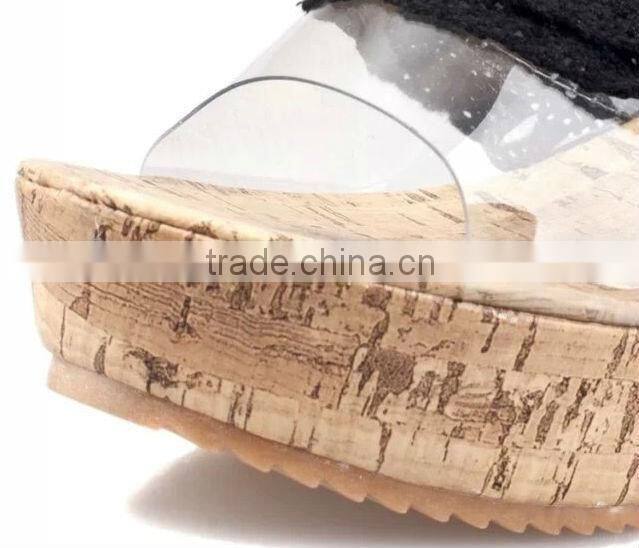 White Lace&PVC shoes women summer wedge heel slipper