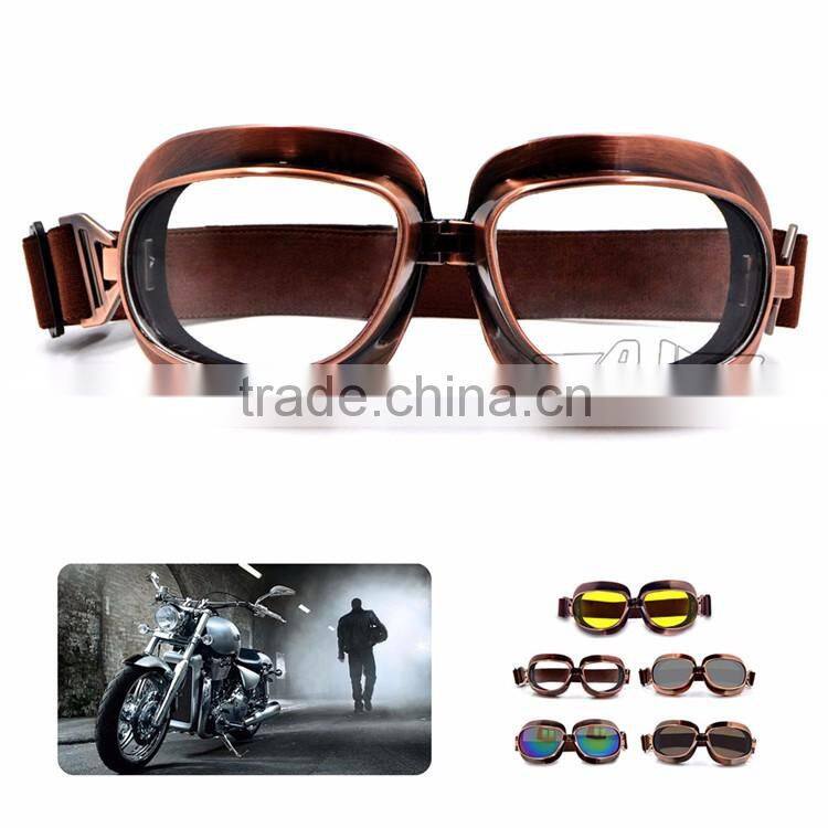 BJ-GT-013 Copper frame googles Clear Lens motorcycle glasses wholesale motocross googles for Harley