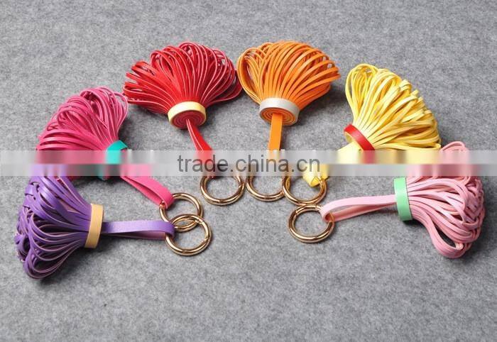 custom design colorful pu leather tassels for bag/garment wholesale chinese supply