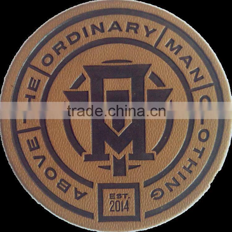 custom debossed embossed pu leather patch for sofa