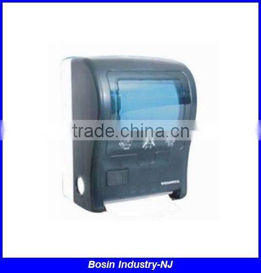 transparent plastic wall mounted airport toilet auto cut paper towel dispenser