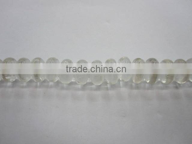 Natural crystal quartz roundel bead mineral gemstone for jewelry making
