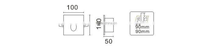 FOK IP65 square Aluminium 4W outdoor led wall light