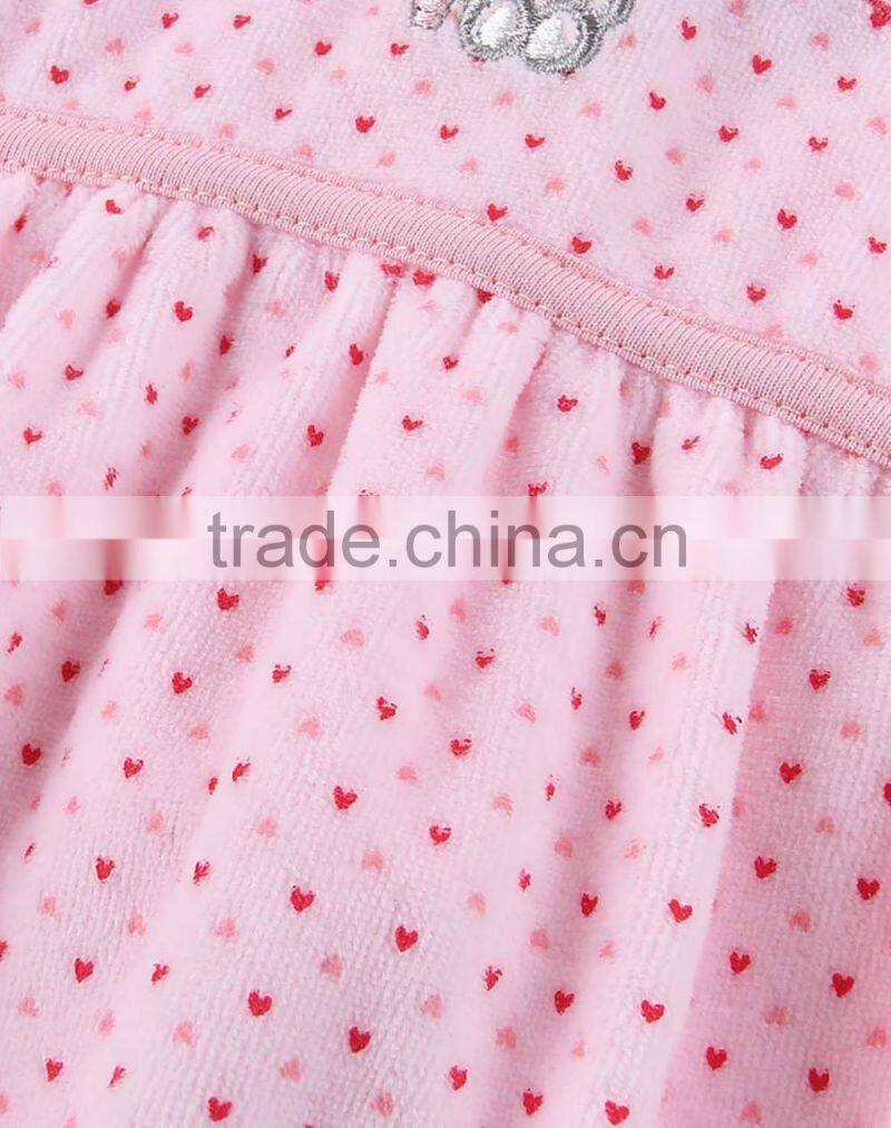 2016 Lovely design long sleeves baby girl winter velour romper