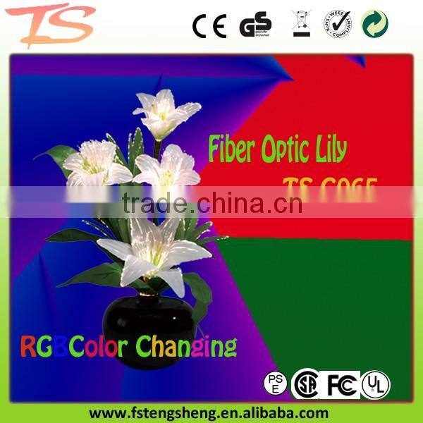 LED fiber optic color change lily flower lamp